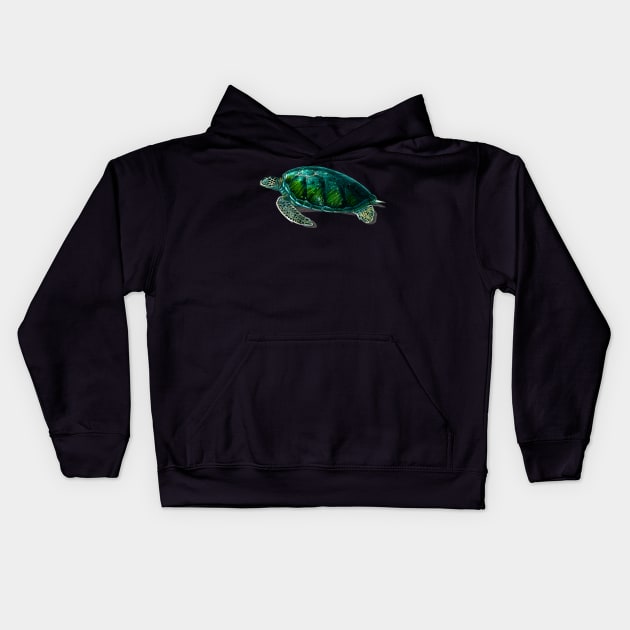 Vintage green sea turtle-animalia Kids Hoodie by Phantom Troupe